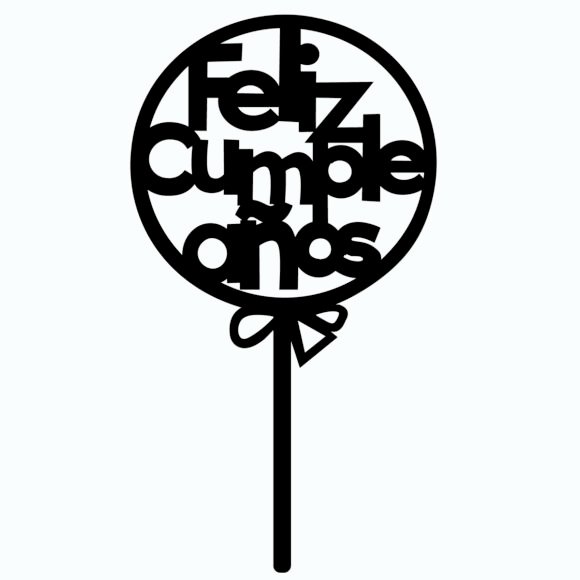 CAKE TOPPER CUMPLEAÑOS PAPEL METALICO